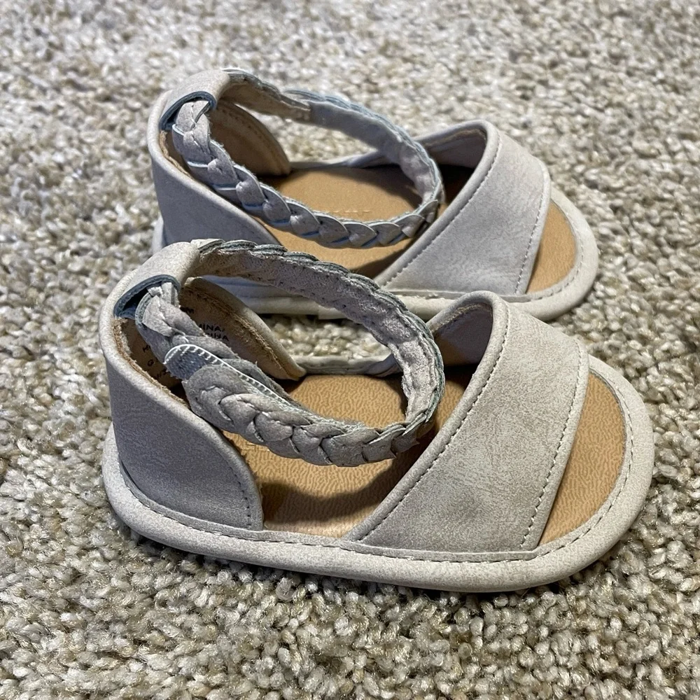 Faux-Suede Braided Sandals for Baby 0-3 Months Gray